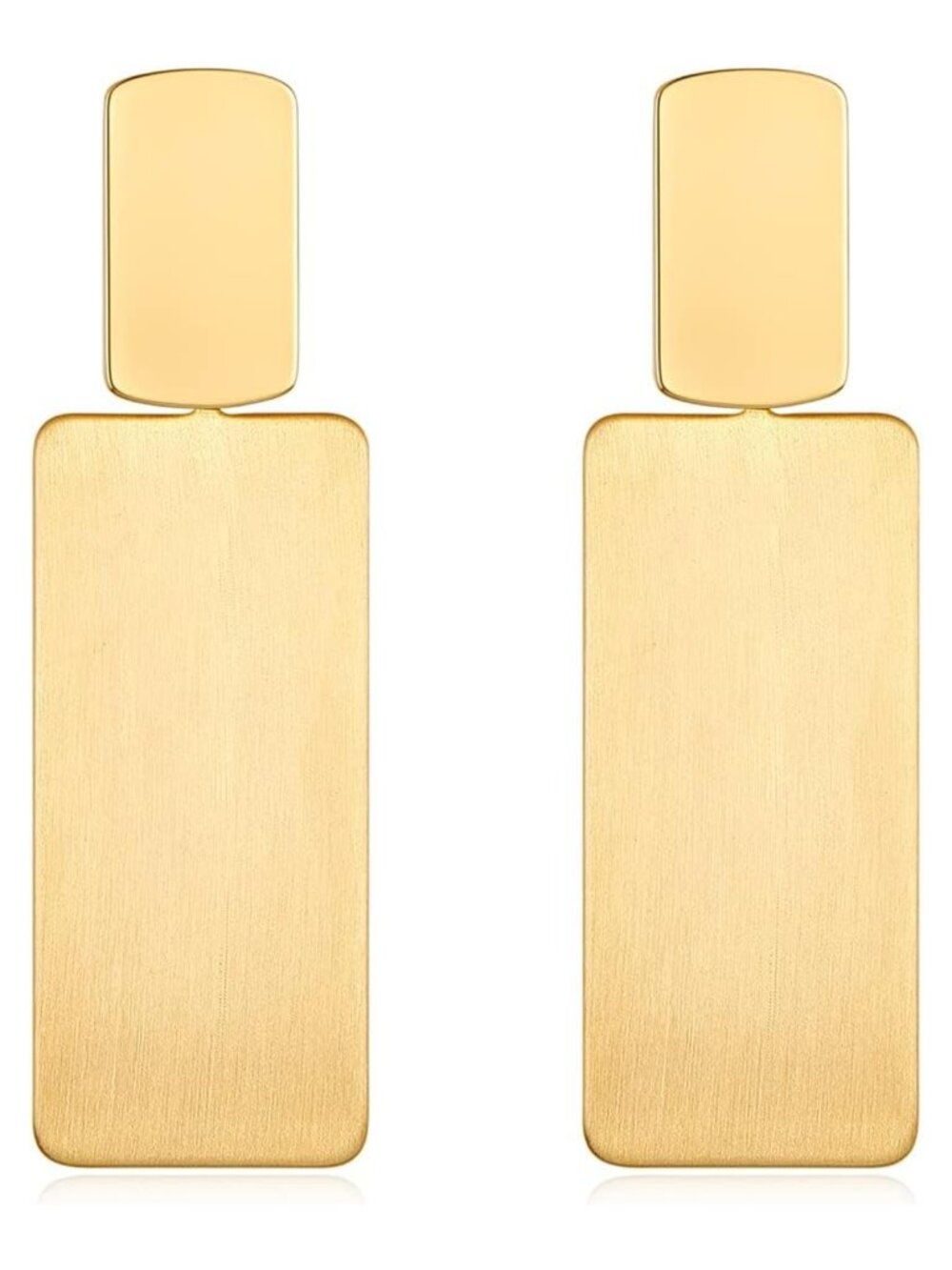 Geometric Rectangle Dangle Drop Earrings Brass Women